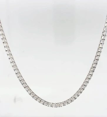 7.88ct Lab Grown Diamond & 9ct White Gold 2.5mm Tennis Necklace 17 Inch ( 12.7g)