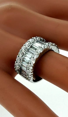 4.16ct Diamond & 18ct White Gold 3 Tier Band 10.1g