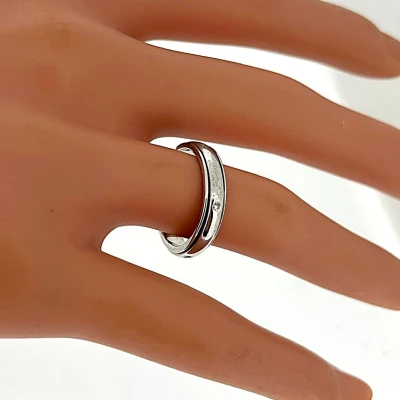 0.08ct Diamond & 9ct White Gold 4mm Spinner Band 2.7g