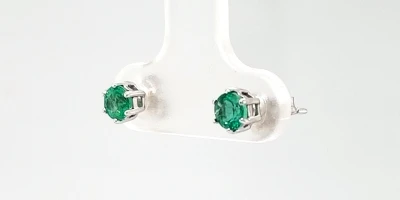0.20ct Emerald & 9ct White Gold Stud Earrings 0.8g