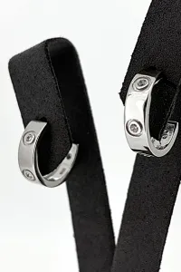 Solid Silver Half Hoop Screw Style Stud Earrings 4.8g ( 18.7 x 5.2mm )