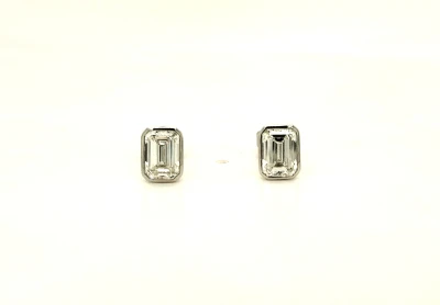 2.07ct Lab Grown Diamond & 9ct White Gold Solitaire Stud Earrings 1.7g