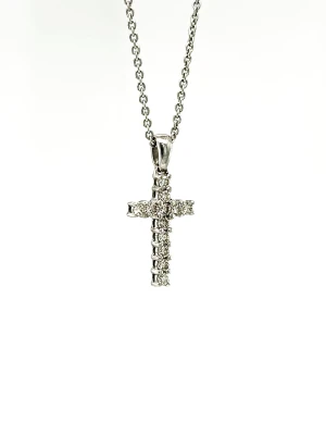 0.15ct Diamond & 18ct White Gold Cross Pendant ( 20. x 9.6 x 2.5mm) 1.0g