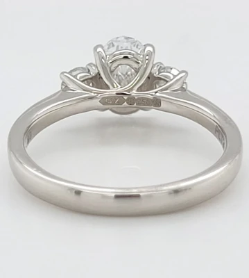 1.49ct Lab Grown Diamond & Platinum Trilogy Ring 5.3g Size M