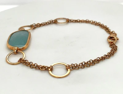 9ct Rose Gold & Quartz Bracelet 5.0g 7.5inch