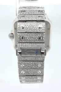 Santos De Cartier 38mm Stainless Steel -FULL DIAMOND - 2025 Box & Papers Model: WSSA-0018