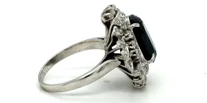 3.00ct Sapphire & 1.25ct Diamond Large Dress Ring-18ct White Gold 8.2g