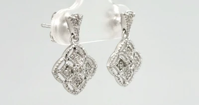 0.10ct Diamond & 9ct White Gold Drop Stud Earrings 2.4g