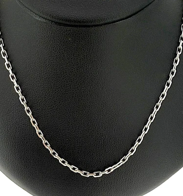 9ct White Gold 2.1mm Diamond Cut Belcher Chain 5.2g, 18 inch