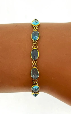 7.50ct Topaz & 18ct Gold Bracelet 4.6g 7.5inch