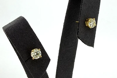 1.01ct Diamond & 18ct Gold Solitaire Stud Earrings 1.2g