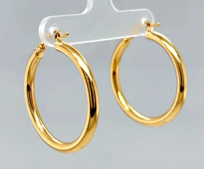 9ct Gold (31mm x 3.2mm) Hoop Earrings 1.8g