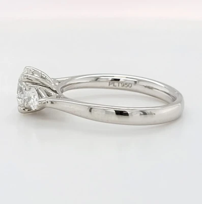 1.34ct Lab Grown Diamond & Platinum Trilogy Ring 5.6g Size M