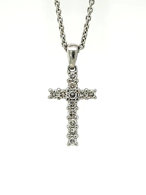 0.15ct Diamond & 18ct White Gold Cross Pendant ( 20. x 9.6 x 2.5mm) 1.0g