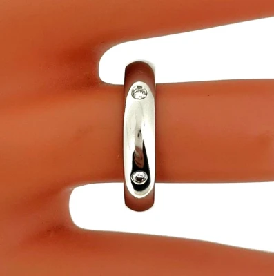 0.06ct Diamond & Platinum D Shape 4mm Wedding Band 5.0g