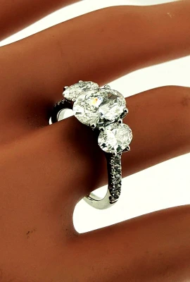 2.75ct Lab Grown Diamond & Platinum Trilogy Ring 6.2g