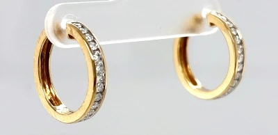 0.50ct Diamond & 9ct Gold Hoop Earrings (19.00mm x 3.00mm) 4.0g