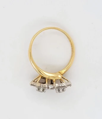 0.75ct Double Diamond Daisy Solitaire & 18ct Gold Ring 3.8g