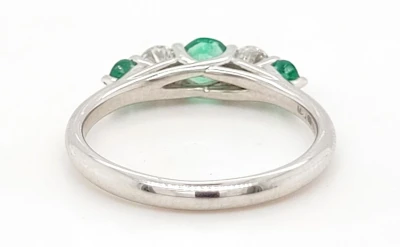 0.63ct Emerald & Diamond Eternity Ring 18ct White Gold 3.2g Size N
