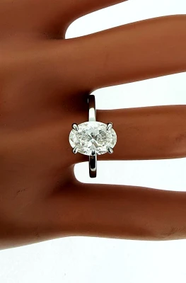 2.17ct Lab Grown Diamond & Platinum Solitaire Ring with HIDDEN HALO 5.6g