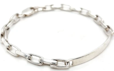Solid Sterling Silver 5.2mm Identity Bracelet 16.8g ( Upto 9 Inch)