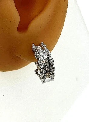 2.00ct Diamond & 18ct White Gold Lever Back Half Huggies Earrings 5.6g