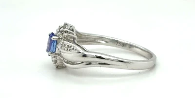 0.25ct Tanzanite & Diamond 18ct White Gold Dress Ring 3.3g
