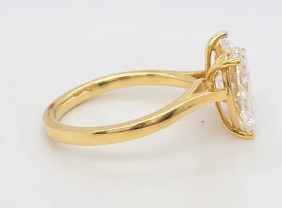 2.45ct Lab Grown Double Diamond & 18ct Gold Solitaire Ring 3.8g