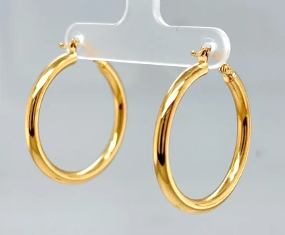9ct Gold (31mm x 3.2mm) Hoop Earrings 1.8g