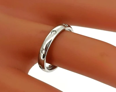 0.24ct Diamond & 9ct White Gold 3mm Wedding Band 2.6g