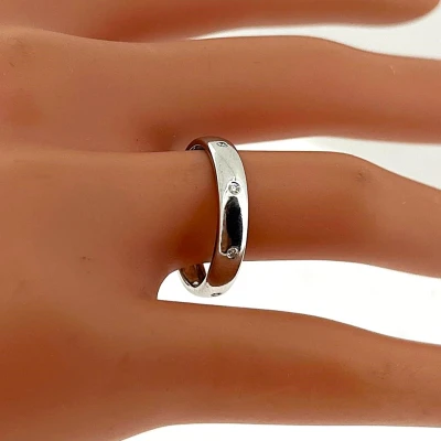 0.08ct Diamond & 18ct White Gold 4mm Court Wedding Band 2.4g