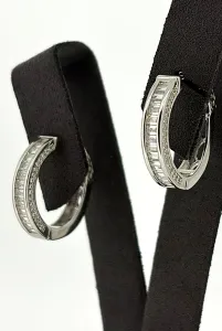 Solid Silver & Cubic Zirconia Hinged Oval Hoop Earrings 6.0g ( 20.5 x 19.5 x 4.5mm )