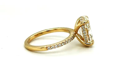 3.99ct Lab Grown Diamond & 9ct Gold Solitaire Ring HIDDEN HALO 3.67g