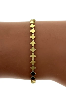 9ct Gold 3.7mm Fancy Clover Linked Bracelet 7.5 Inch