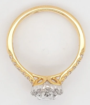 1.46ct Lab Grown Oval Diamond & 18ct Gold Halo Solitaire Ring 3.9g