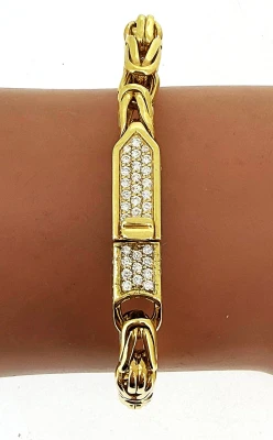 1.40ct Lab Grown Diamond & 9ct Gold Fancy Bracelet 33.1g 8 Inch