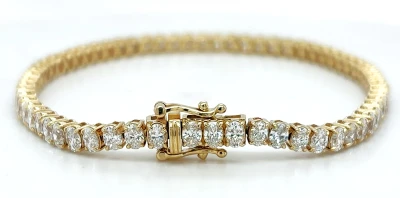 7.00ct Oval Lab Grown Diamond & 9ct Gold Tennis Bracelet 10.5g 7.5 Inch