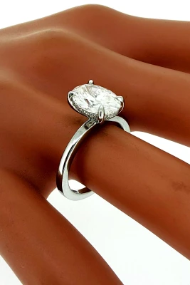 2.17ct Lab Grown Diamond & Platinum Solitaire Ring with HIDDEN HALO 5.6g
