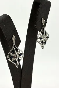 0.72ct Sapphire & 0.10ct Diamond Drop Earrings 9ct White Gold 3.37g