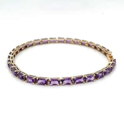 6.00ct Amethyst & 9ct Gold Tennis Bracelet 5.6g 7.5inch