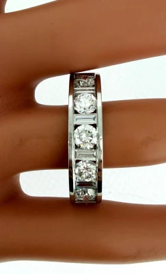 1.60ct Lab Grown & Platinum 6mm Wedding/Eternity Band 20.6g