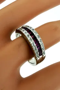 Ruby & Diamond 6.5mm 14ct White Gold Band 5.6g