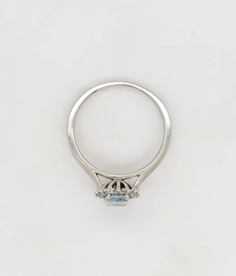 1.00ct Aquamarine & 0.16ct Diamond - Platinum Halo Ring 3.5g