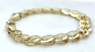 9ct Gold Fancy 8.5mm Bracelet 7.5inch