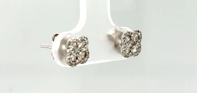 0.50ct Diamond & 18ct White Gold Clover Stud Earrings 1.6g