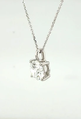 2.04ct Lab Grown Diamond & 9ct White Gold Solitaire Pendant 16/18 Inch