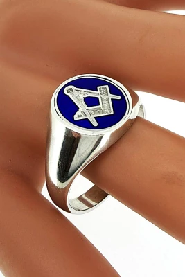 Reversible Masonic Signet Ring - Sterling Silver 7.1g