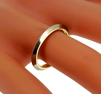 18ct White & Yellow Gold 3mm Knife Edge Wedding Band 4.0g