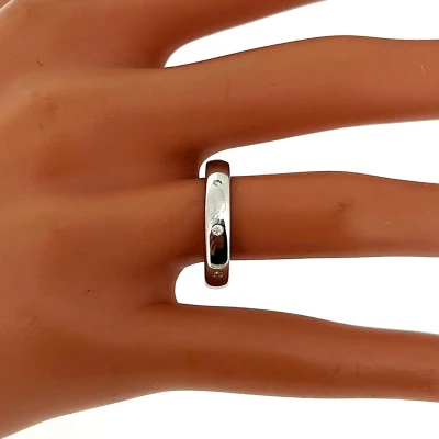 0.08ct Diamond & 18ct White Gold 4mm Court Wedding Band 2.4g