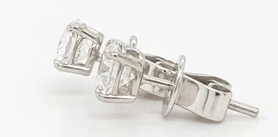 1.00ct Lab Grown Diamond & Platinum Solitaire Stud Earrings 2.6g